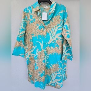 NWT ModaPosa Gabriella 3/4 Sleeve Knee Length Shirt Dress with Collar and Pocket